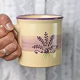City to Cottage® - Keramik XXL Becher 500 ml | Kaffeebecher | Lavendel Motiv | Handgemacht | Keramik Geschirr | Große Tasse