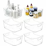 AntStep 6 Stück Aufbewahrungsbox, Kunststoff Aufbewahrungskorb mit Griff für Küchenschrank Organizer, Kühlschränke, Vorratskammern, Unterschränke und Badezimmer Aufbewahrungsbox