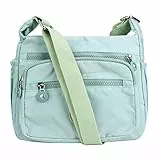 Milky Way Damen Umhängetasche mit Mehreren Taschen, wasserdichte Nylon Mittelgroß Crossbody Bag Handytasche zum Umhängen Umhängetaschen für Mädchen und Damen (Lichtgrün)