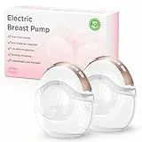 Haokoo Milchpumpe Elektrisch Tragbar Freihändig - Leicht Elektrische Milchpumpe mit BPA-frei, Auslaufsicheres Upgrade, 3 Modi und 12 Stufen, mit 17/19/21/24mm Flansch (Roségold9, 2 Stück)