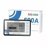 Redodo 500A Batteriemonitor mit Shunt, Batteriemessgerät Spannungsbereich 8V~120V, 20ft abgeschirmtes Kabel, Kompatibel mit Gel-, Blei-Säure-, LiFePO4-Batterien