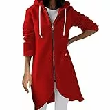 HANXIULIN Sweatjacke Damen Weiss,Sweatjacke mit Kapuze Lang Zipper Sweatshirtjacke Oversize Kapuzenjacke Full Zip Übergangsjacke Sweatshirt Kapuzenpullover Mantel Jacke,Hoodie Jacke