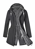 ATLASLAVA Wintermantel Damen Fleece Warm Lang Jacke Softshellmantel übergangsmantel Winter DARK GRAY S