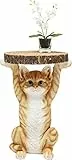 Kare Design Beistelltisch Animal Ms Cat, Mehrfarbig, 33cm Durchmesser, Beistelltisch, Katzen Motiv, rund, 52x35x33 cm (H/B/T)