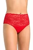 Teyli Unterwäsche Frauen Pantys Damen - Slips Damen-Unterhosen Damen Unterwäsche - Frauen Unterwäsche Baumwolle mit Spitze Blumenmotiv Rot XL