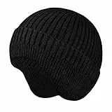 Cozlly Beanie Strickmütze Damen, Wintermütze Herren mit Ohrenklappen, Warme Mütze, Weiche Grobstrickmütze Winter, Beanie Mütze Unisex für Frauen und Männer, (Schwarz)