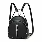 Miss Lulu Damen Handtasche Mini Rucksack Kleiner Eleganter Cityrucksack für Frauen Leichter Reiserucksack mit Abnehmbarem Riemen und 4 Reißverschlusstaschen