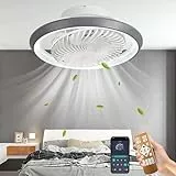 MQW Deckenventilator mit Beleuchtung LED Licht, Invisible Fan Deckenleuchte 360° Drehbare, Dimmbar 72W mit Fernbedienung Ventilator lampe, Deckenlampe ür Wohnzimmer, Esszimmer, Schlafzimmer, 49CM