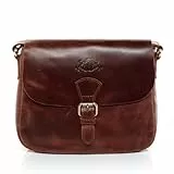 SID & VAIN Schultertasche echt Leder - Handtasche YALE groß - Umhängetasche Damentasche mit Schultergurt - Ledertasche Damen braun handgefertigt