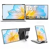 Dopesplay Laptop Monitor Erweiterung, 14 Zoll 1200P FHD Tragbarer Laptop Monitore, Eingebauter Stand Portable Monitor mit USB-C/USB-A/HDMI, Plug & Play, Geeignet für Mac, Wins, Chrome, Android, Dex