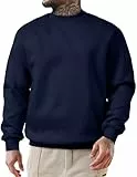 JMIERR Sweatshirt Herren Baumwolle Rundhals Hoodie Pullovers Winter Männer Soft Langarm Sweatshirts Loose Fit Blau L