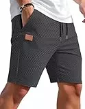 TARAINYA Textur Kurze Hosen Herren Baumwolle Shorts Hose Sommer Casual Elastische Taille Kordelzug Stretch Freizeitshorts Mit Taschen Anthrazitgrau L