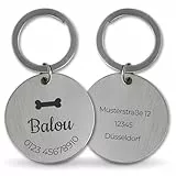 LAUBLUST Personalisierte Hundemarke mit Gravur für Halsband - Rund, Silbern, Edelstahl | Größen S, M, L - Personalisiertes Geschenk für Hunde, Hundebesitzer mit Name als Hundezubehör, inkl Geschenkbox
