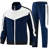 ANOTWENER Herren Trainingsanzüg Sets Lässig Jogginganzug Zweiteiler Fitness Sportanzug Lange Ärmel Voller Reißverschluss Hausanzug JW-249-2-XXL