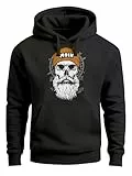 Neverless® Hoodie Herren Moin Skull Windrose Kompass Totenkopf Frontprint Männer Fashion Streetstyle Schwarz 5XL