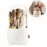 LOMUG Makeup Brush Holder 360° Drehbar Make up Organizer Pinselhalter Kosmetik mit Deckel Make up Pinsel Aufbewahrung Organizer Lippenstift Etui Schminke Pinselhalter für Schminktisch Schlafzimmer Bad