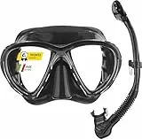 CRESSI Combo Big Eyes+Alpha UD Black/Black - Kombo Set Maske Big Eyes Evo und Schnorchel Alpha UD, zum Tauchen und Snorkeln, Schwarz/Schwarz, Einheitsgröße, Erwachsene