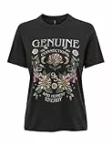 ONLY Damen ONLLUCY REG S/S JRS NOOS Top, Black/Print:Genuine,M