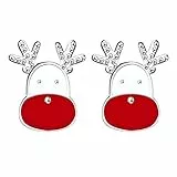 J.Endéar Ohrringe Weihnachten Elch Rentier Silber 925 Ohrstecker Kleine Ohrringe Weihnachten für Damen Mädchen Kinder Geschenke, Nickelfrei