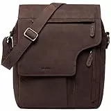 LEABAGS Leder Umhängetasche Herren & Damen I Echtleder Laptoptasche bis 13 Zoll I Messenger Bag mit Schultergurt I Schultertasche I Arbeitstasche I Tragetasche I Handtasche I Nature Dunkelbraun