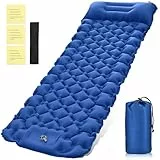 Raxfekro Camping Isomatte Selbstaufblasend, 8cm Dicke Outdoor Selbstaufblasbare Luftmatratze, Luftmatratze Selbstaufblasend mit Fußpresse Pumpe und Kissen für Wandern, Reise, Strand