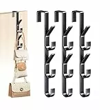 Handtaschen Aufbewahrung, Handtaschenhalter Türhaken, Vertikaler Türhaken zum Einhängen, Handtasche Aufbewahrung Haken für Handtaschen Krawatten Schals Tücher, Metall, 3 Stück, Schwarz