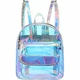 TENDYCOCO Transparenter Rucksack Damen Holographischer Laser Rucksack 28X23X9Cm Leichter Tagesrucksack Für Schule Freizeit Und Reisen