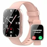 Puqo Smartwatch für Herren und Damen, 1,95 Zoll Smartwatch, Anrufannahme/Anrufannahme, 112 Sportmodi Fitness Tracker mit Schrittzähler/Schlaf/Herzfrequenzmesser, IP68 Smart Watch (Rosa)