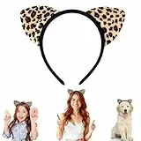 Ouligay Leoparden Ohren Haarreif, Leopardenohren Stirnband, Leopard Katzenohr Stirnbänder, Tierohren Haarreif Ohrstirnbänder Hair Hoops, Leopard Ears Headband für Halloween Karneval Cosplay Party
