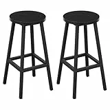 Klihome Barhocker 2er Set, Barstühle mit Metallgestell, Bar Hocker rund, Küchenstühle mit Fußstütze, Tresenhocker 150 kg belastbar, für Bar Kücheninsel Esszimmer, Schwarz, K0007BH-2