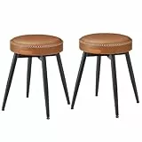 VASAGLE EKHO Kollektion - Esszimmerstühle, 2er Set, Küchenstühle, Kunstleder, Mid-Century-Modern-Stil, 48,2 cm hoch, einfacher Aufbau, Schlafzimmer, karamellbraun LDC170K02