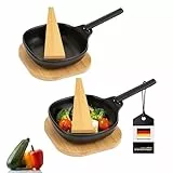 bremermann Grillpfännchen inkl. Bambus-Untersetzern und Bambus-Schabern, Steingut (Schwarz 2er)