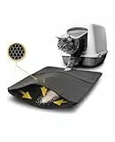 lionto Katzenstreumatte für Katzentoilette mit Anti-Rutsch-Beschichtung, 61x38x1,3 cm, Katzenklomatte wasserdicht & leicht zu reinigen, effektive Aufnahme von Katzenstreu im Bienenwabendesign, schwarz