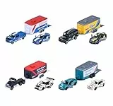 Majorette - Race Trailer Set - 2 Spielzeugautos & 1 Anhänger im Motorsport-Design, Autos und Trailer aus Metall, 19 cm, für Kinder ab 3 Jahren, zufällige Auswahl