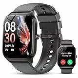 CASCHO Smartwatch Damen Herren, 1.85' HD Smart Watch, 115+ Modi, Fitness Tracker mit Bluetooth Telefonie, IP68 Wasserdicht Schrittzähler Uhr mit bis zu 30 Tage Standby für iOS und Android - Dunkelgrau