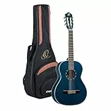 Ortega Guitars 3/4 Konzert Gitarre – Family Series – Inklusive Gig Bag – Fichte, Mahagoni, Blau (R121-3/4OC)