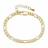 DORANA Gold Armband Damen Figaro Kettenarmband für Frauen Fade-Proof Figaro Armbänder Geschenk für Sie,5mm dick