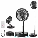 Leise Tragbarer Ventilator mit Fernbedienung - 8,6' Tisch und Stand Faltbarer Fan, 4 Modi/4 Std Timer/Oszillierender - 8000mAh Akku USB-C, Klein Standventilator für Schlafzimmer Büro Camping Reise