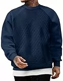 JMIERR Diamond Texture Sweatshirt für Herren - 2025 Casual Langarm Pullover Winter Comfy Hoodie Regular Fit Blau XXL