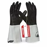 Gebol Grill Professional (1 Paar) - Hitzebeständige Grillhandschuhe mit Aramid-Futter, Rindervollleder Handinnenfläche, 14cm Stulpe für Schutz vor Funkenflug bis 100°C