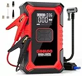 GOOLOO A3 Starthilfe Powerbank mit Kompressor, 3000A 150PSI Spitzenstrom Starter Powerbank für 12V Fahrzeuge(Bis zu 9.0L Benzin/6.5L Diesel), Tragbare Auto Starthilfe mit Digitale und LED