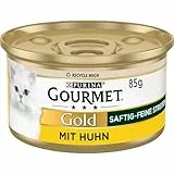 Gourmet Gold Saftig-feine Streifen, Katzenfutter nass, mit Huhn, 12er Pack (12 x 85g)