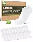 Effeet Bambus Sneaker Socken Herren Damen 10 Paar – Atmungsaktive Anti-Geruch Kurze Socken, Antibakterielle Sommer Sneakersocken Sportsocken Halbsocken Bambussocken, Weiß 43-46