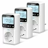 Zeitschaltuhr Steckdose Digital Innen mit 25 konfigurierbaren Wochen- Tages- und Minuten Programmen,LCD-Display Digitale Elektrische Zeitschaltuhr für Innen 3680W 3 Pack