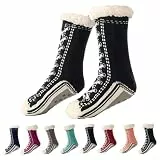 yovont Ultradicke Kaschmir-Hausschuhsocken, Brisk Rhythm-Socken, rutschfeste, flauschige, warme Kaschmir-Hausschuhsocken für den Winter (Black)