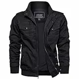 EKLENTSON Herren Übergangsjacke Frühling Cargo Jacke Sommerjacke mit Vielen Taschen (XL, Schwarz)