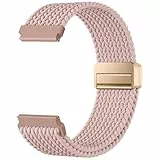 Mastten 18mm Nylon Elastisch Geflochten Magnet Smartwatch Uhrenarmband Kompatibel mit Garmin Venu 3S Armband - Venu 2S Armband, 18mm Sport Quick Release Armbänder für Damen Herren, Rosa