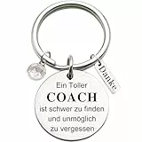 Tecreo Edelstahl Schlüsselanhänger mit Gravur Ein Toller Coach ist schwer zu finden und unmöglich zu vergessen Schlüsselring Lehrer Coach Keychain Geschenk für Lehrertag, Fußball Dekor