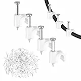 Andibro 100 Stück Kabelschellen Nagelschellen, Kabelklemmen mit Nagel kabelhalter wand Kabel Befestigungen Cable Clamp 4 mm Kabelmanagement für Kabel Netzwerkkabel Weiß (4mm)