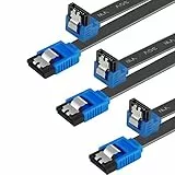 Benfei SATA-III-Kabel, 6 Gbit/s, rechtwinklig, 90 Grad abgewinkelt, mit Verriegelungsriegel, 45,7 cm, für SATA-Festplatten, SSD, CD-Treiber, CD-Brenner, 3 Stück